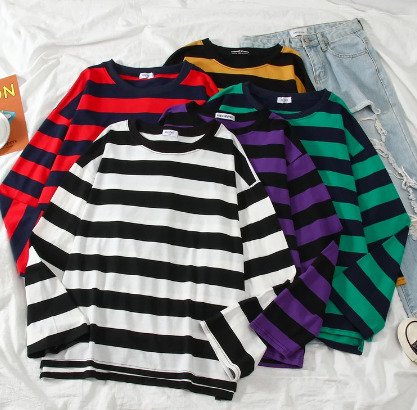 Zoey Long Sleeve Striped Shirt - Y2K Summer, 90S Grunge, Retro, Pastel Goth, Y2K Club Outfit