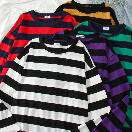 Zoey Long Sleeve Striped Shirt - Y2K Summer, 90S Grunge, Retro, Pastel Goth, Y2K Club Outfit