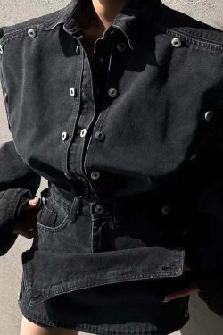 Zofie Denim Two Piece Set - Y2K Summer & 90S Grunge Outfit, Retro Y2K Fashion For Women