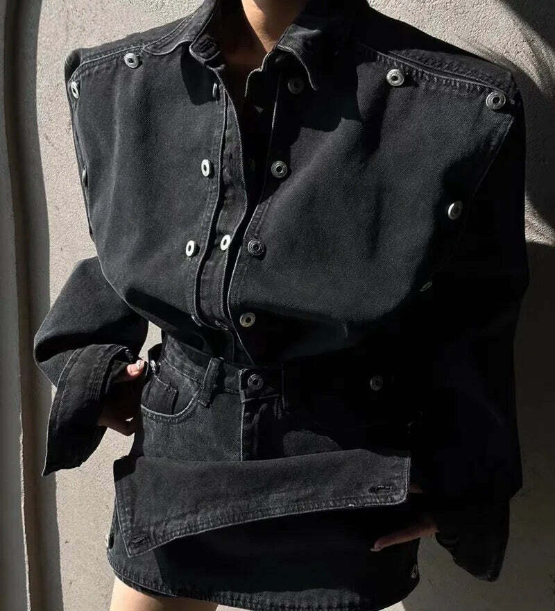 Zofie Denim Two Piece Set - Y2K Summer & 90S Grunge Outfit, Retro Y2K Fashion For Women