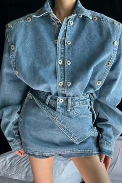 Zofie Denim Two Piece Set - Y2K Summer & 90S Grunge Outfit, Retro Y2K Fashion For Women