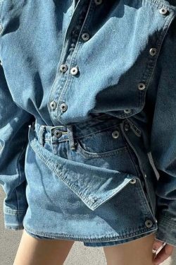 Zofie Denim Two Piece Set - Y2K Summer & 90S Grunge Outfit, Retro Y2K Fashion For Women