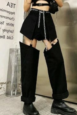 Zuri Ripped Grunge Jeans - Y2K Summer Outfits, 90S Fashion, Retro Style, Gothic Y2K, Y2