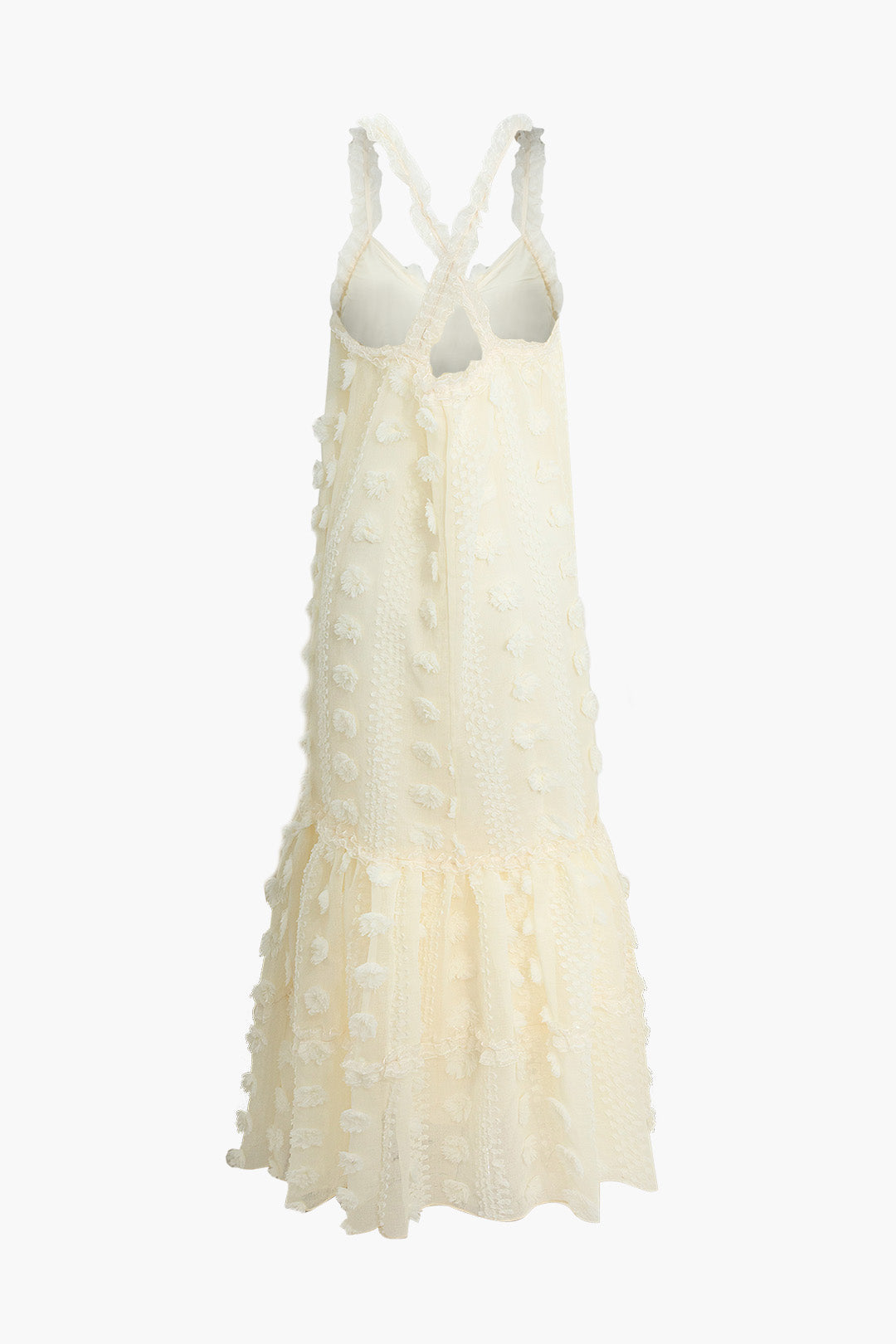 3D Flower Cross Strap Tiered Maxi Dress - Y2K Aesthetic Floral Dress for Boho Style 3D Flower Cross Strap Tiered Maxi Dress - Y2K Aesthetic Floral Dress for Boho Style