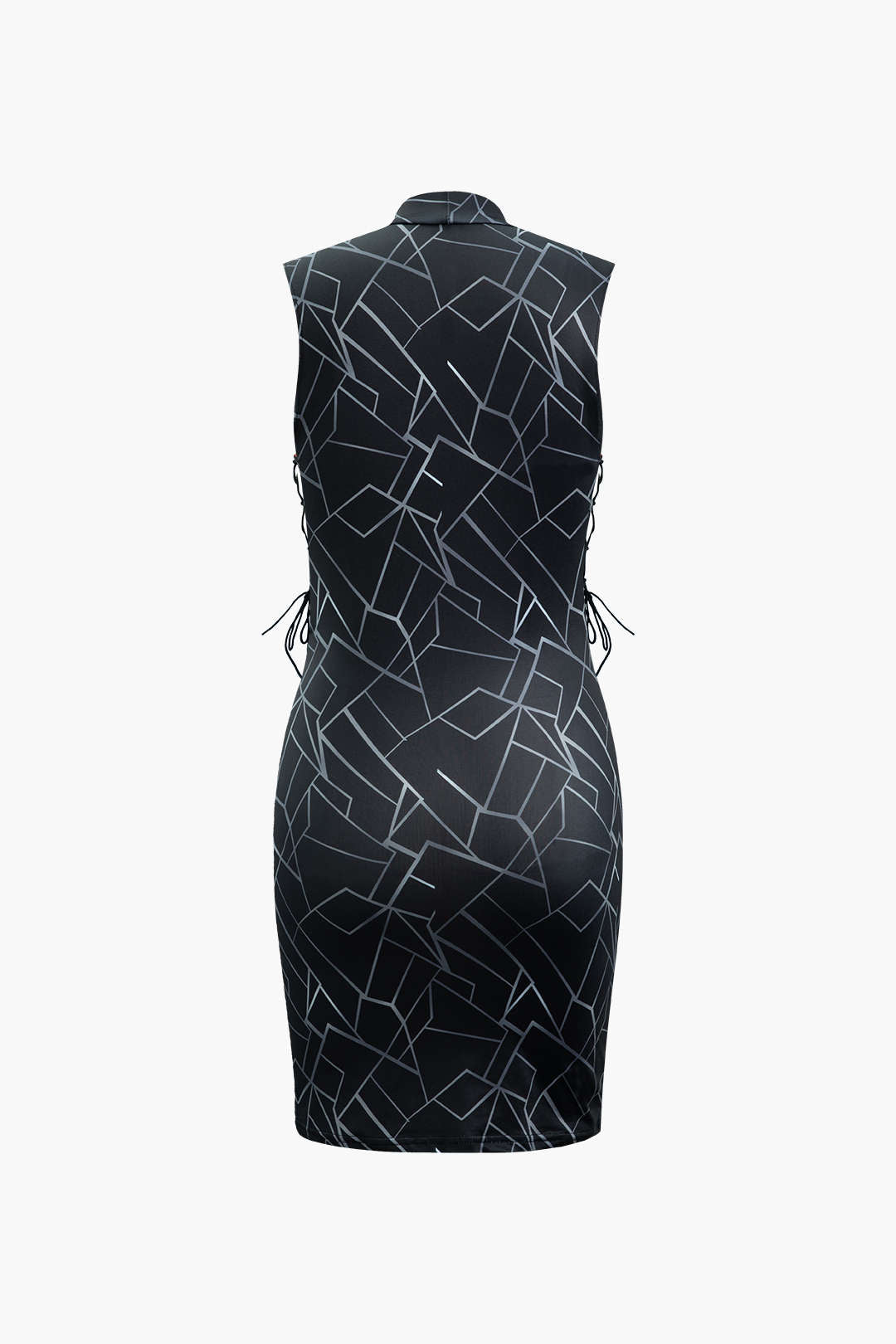 Abstract Line Print Side Tie Y2K Mini Dress - Trendy Sleeveless Aesthetic Outfit Abstract Line Print Side Tie Y2K Mini Dress - Trendy Sleeveless Aesthetic Outfit