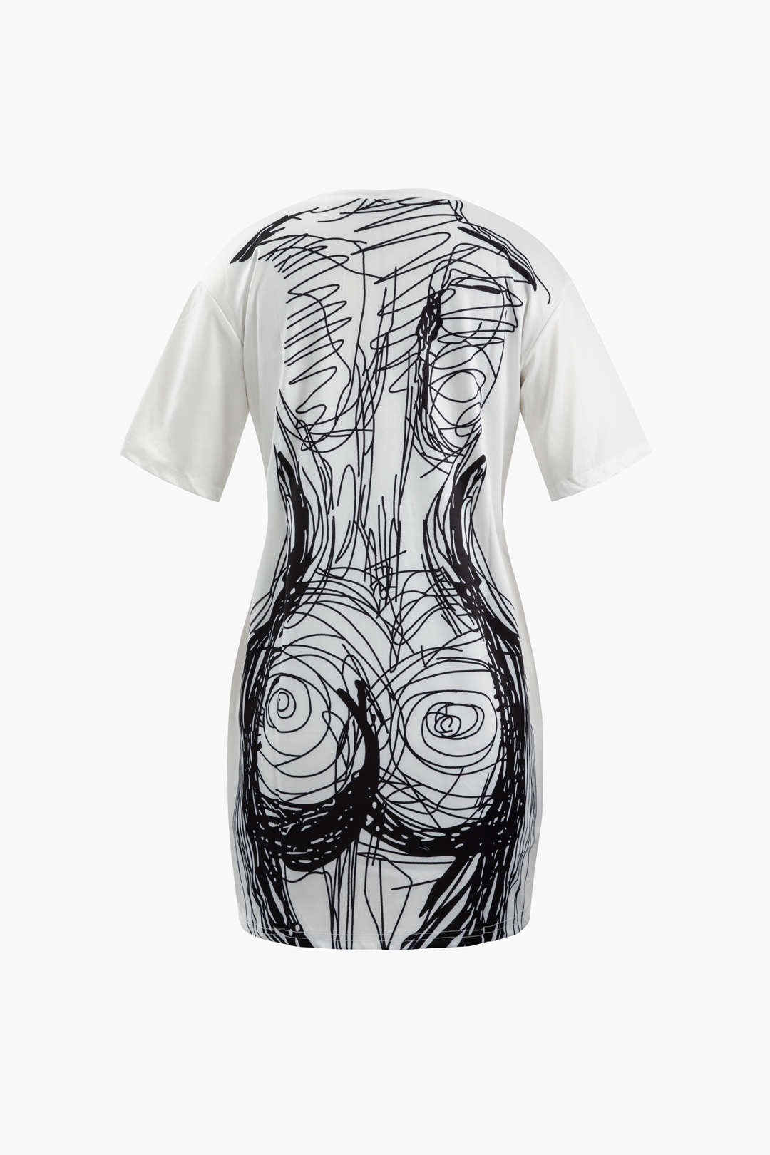 Abstract Line Print Y2K Aesthetic Short Sleeve Mini Dress for Trendy Outfits Abstract Line Print Y2K Aesthetic Short Sleeve Mini Dress for Trendy Outfits