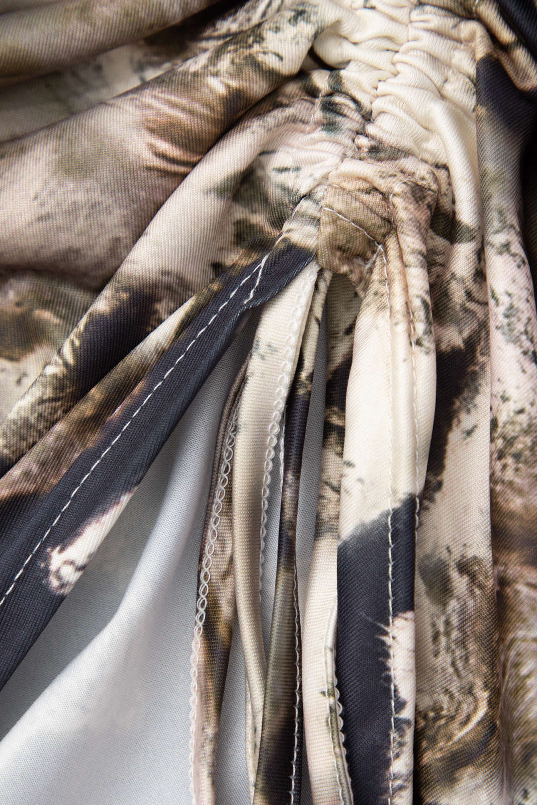 Abstract Print Drawstring Long Sleeve Top & Split Skirt Set for Y2K Aesthetic Outfits Abstract Print Drawstring Long Sleeve Top & Split Skirt Set for Y2K Aesthetic Outfits