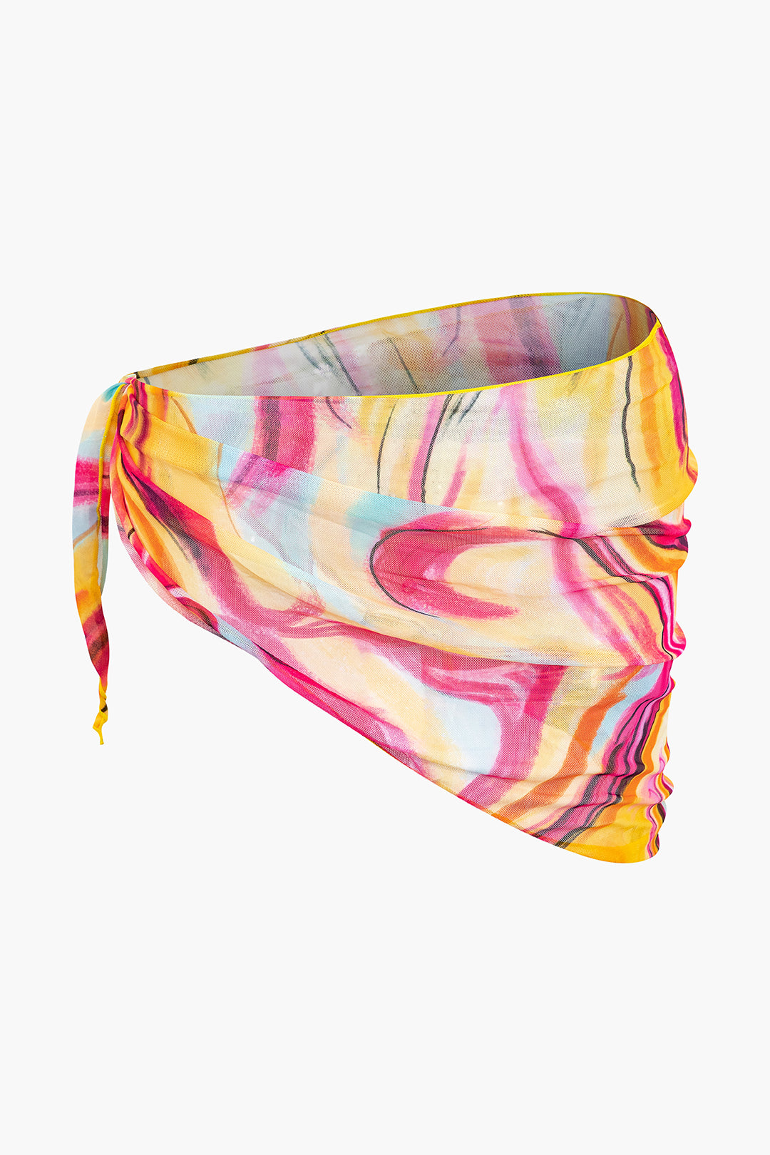 Abstract Print Halter One-Piece Swimsuit with Knot Mini Sarong Skirt Set for Y2K Aesthetic Abstract Print Halter One-Piece Swimsuit with Knot Mini Sarong Skirt Set for Y2K Aesthetic