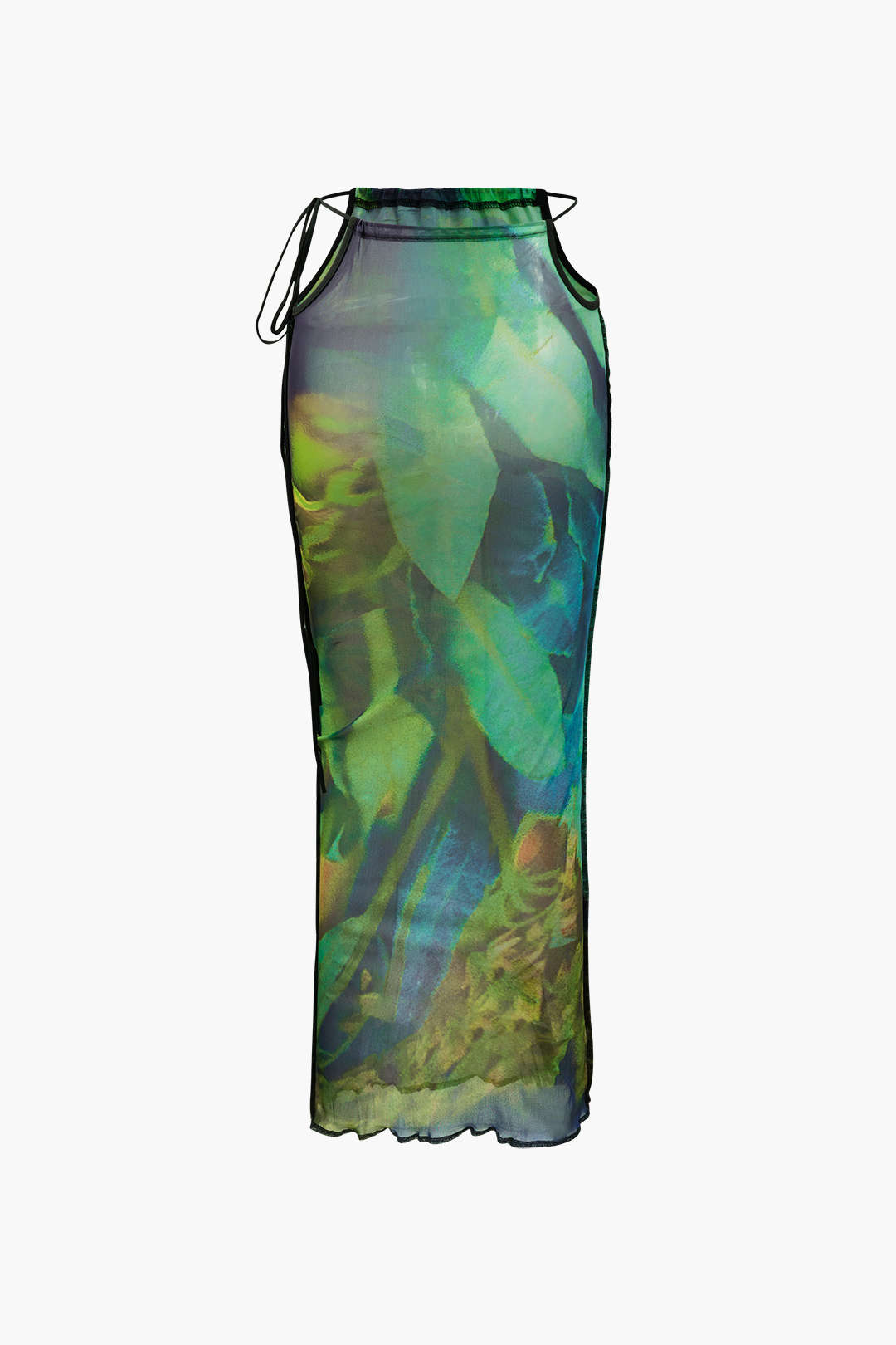 Abstract Print Knot Strapless Top & Cut-Out Midi Skirt Set for Y2K Aesthetic Outfits Abstract Print Knot Strapless Top & Cut-Out Midi Skirt Set for Y2K Aesthetic Outfits