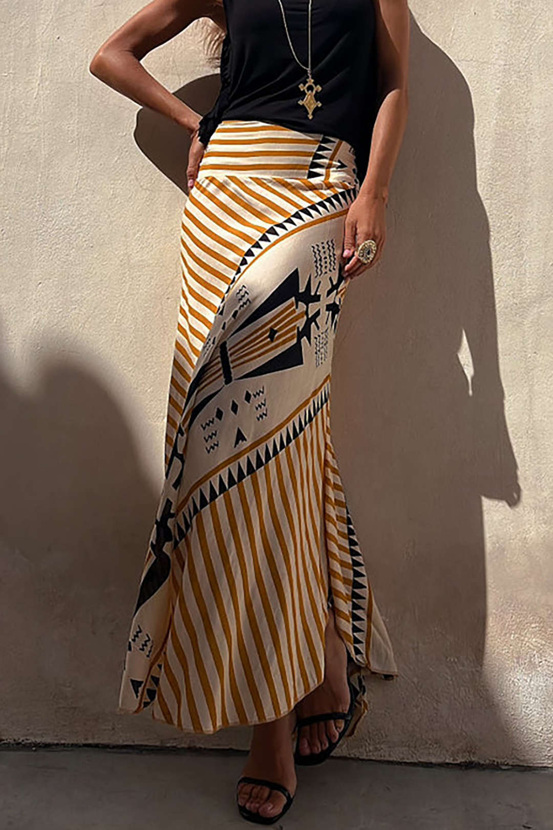 Abstract Print Pleated Maxi Skirt - Y2K Aesthetic Fashion for Trendy Outfits Abstract Print Pleated Maxi Skirt - Y2K Aesthetic Fashion for Trendy Outfits
