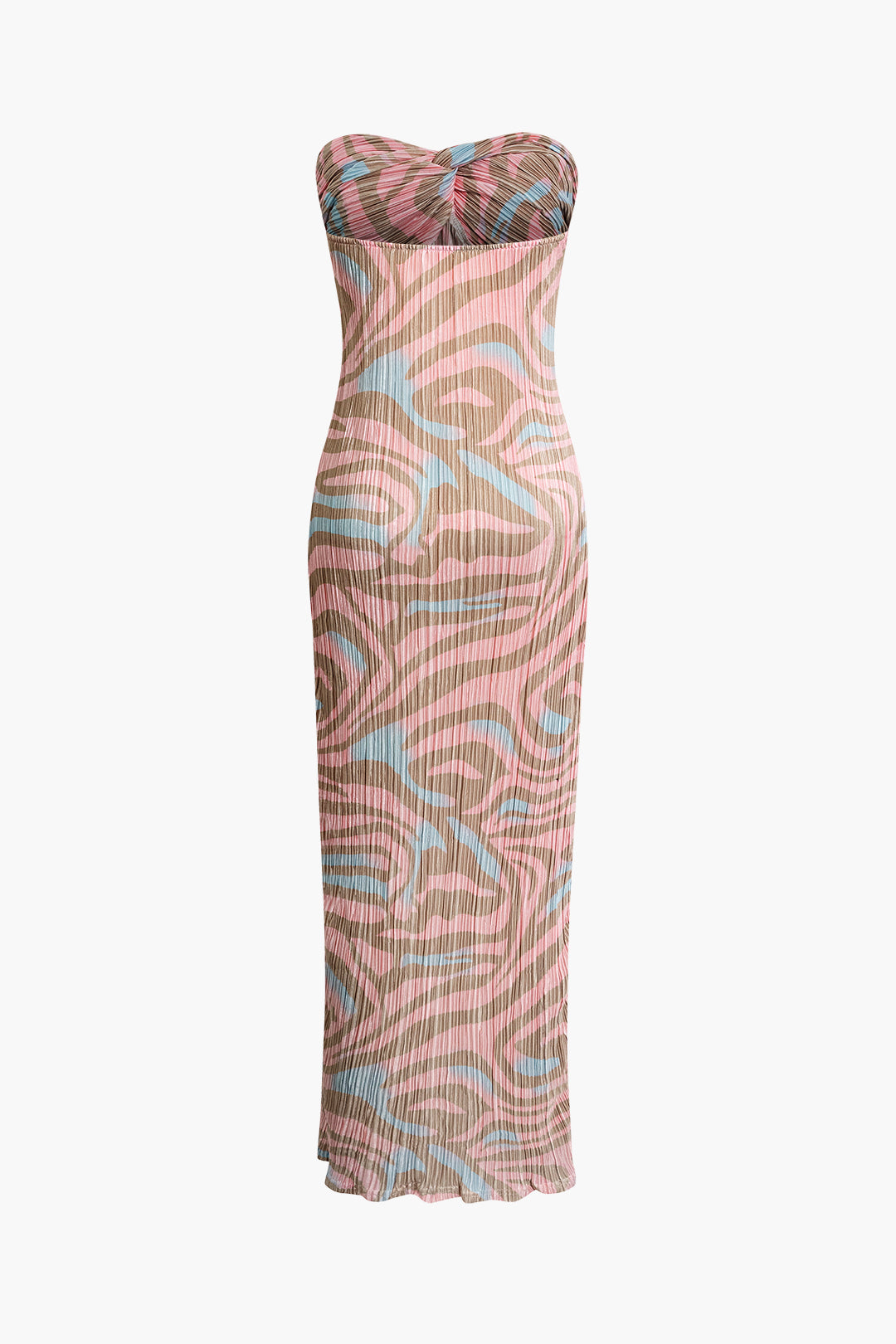 Abstract Print Plisse Strapless Maxi Dress - Y2K Aesthetic Fashion for Effortless Style Abstract Print Plisse Strapless Maxi Dress - Y2K Aesthetic Fashion for Effortless Style