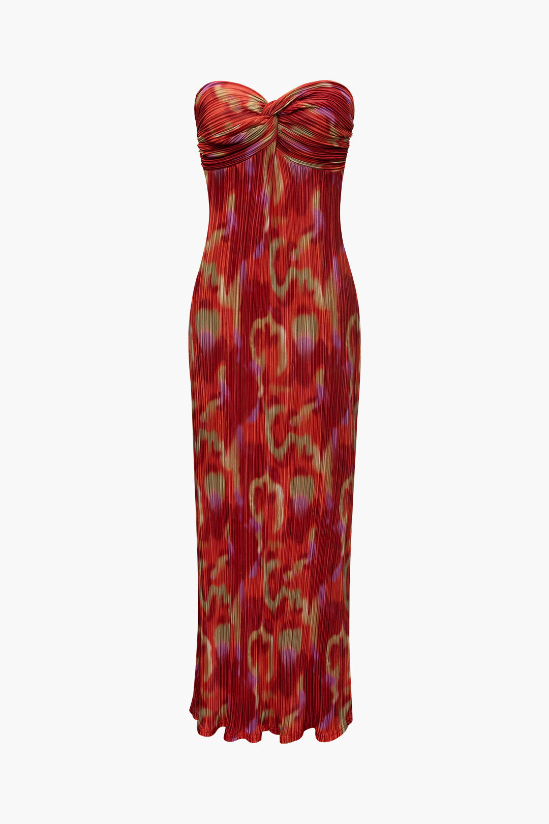 Abstract Print Plisse Strapless Maxi Dress - Y2K Aesthetic Fashion for Effortless Style Abstract Print Plisse Strapless Maxi Dress - Y2K Aesthetic Fashion for Effortless Style