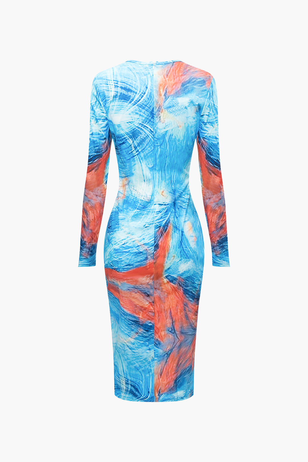 Abstract Print Round Neck Long Sleeve Midi Dress - Y2K Aesthetic Fashion Statement Piece Abstract Print Round Neck Long Sleeve Midi Dress - Y2K Aesthetic Fashion Statement Piece