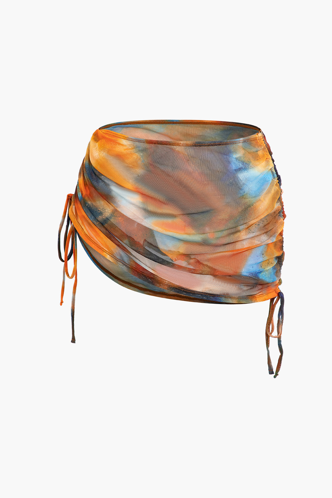 Abstract Print V-neck Cross Back Tie Swimsuit with Mesh Mini Sarong Skirt Set for Y2K Aesthetic Abstract Print V-neck Cross Back Tie Swimsuit with Mesh Mini Sarong Skirt Set for Y2K Aesthetic