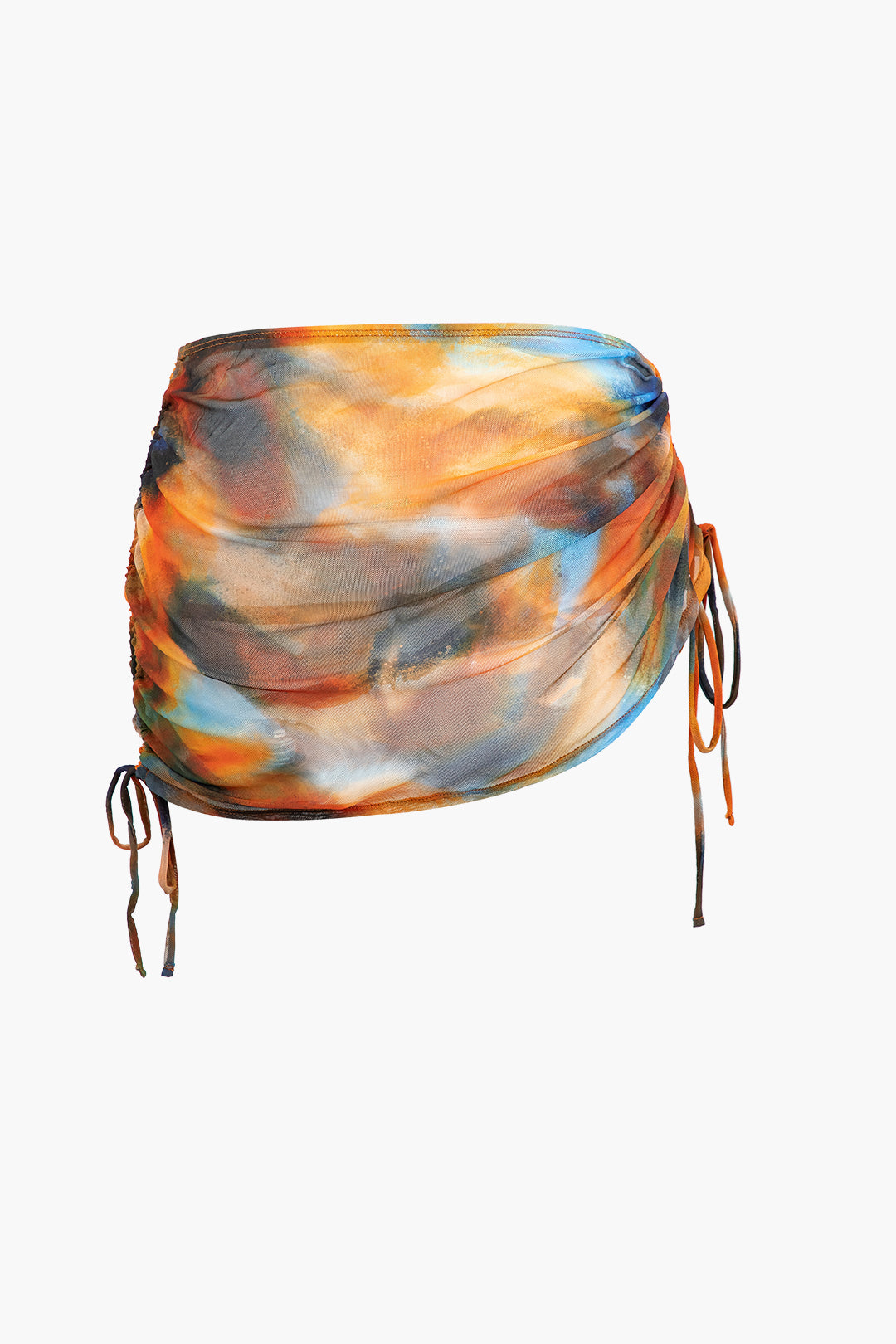 Abstract Print V-neck Cross Back Tie Swimsuit with Mesh Mini Sarong Skirt Set for Y2K Aesthetic Abstract Print V-neck Cross Back Tie Swimsuit with Mesh Mini Sarong Skirt Set for Y2K Aesthetic