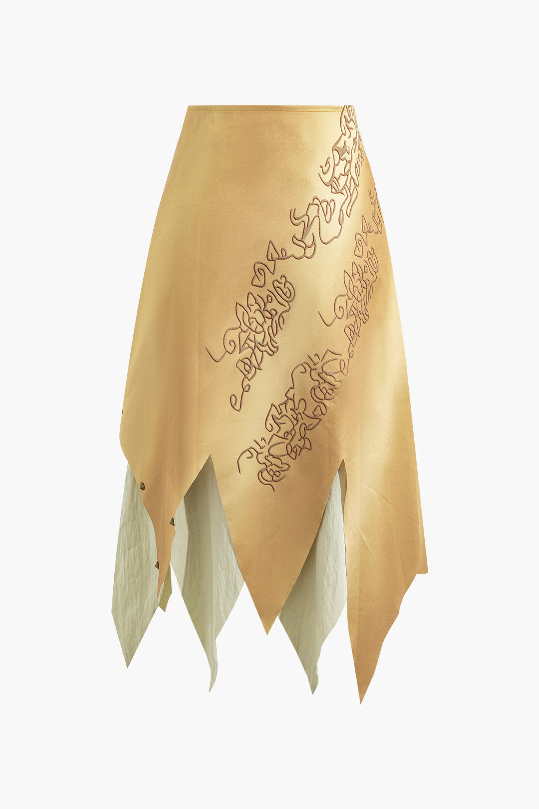 Abstract Print Y2K Aesthetic Asymmetrical Patchwork Midi Skirt for Trendy Outfits