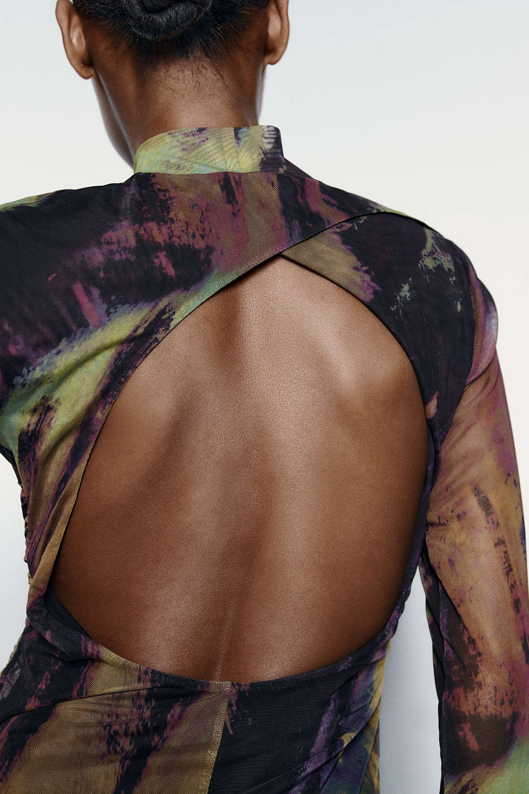 Abstract Print Y2K Aesthetic Cut Out Asymmetrical Hem Mesh Maxi Dress for Trendy Looks Abstract Print Y2K Aesthetic Cut Out Asymmetrical Hem Mesh Maxi Dress for Trendy Looks