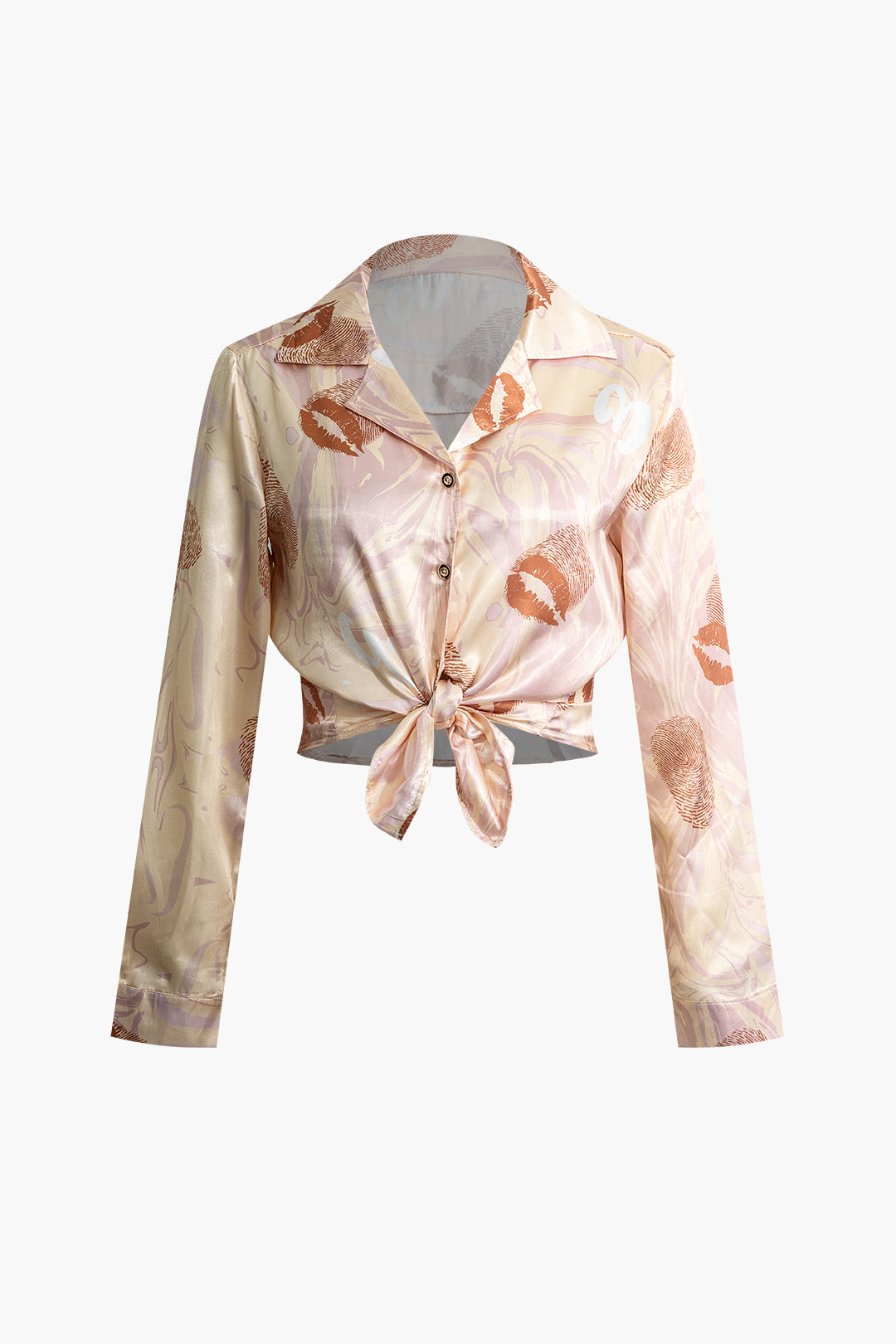 Abstract Print Y2K Aesthetic Knot Shirt and Shorts Set for Trendy Summer Outfits Abstract Print Y2K Aesthetic Knot Shirt and Shorts Set for Trendy Summer Outfits