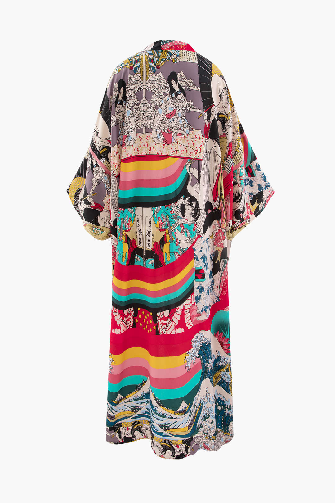 Allover Print Kimono Sleeve Cover Up - Y2K Aesthetic Lightweight Layering Piece Allover Print Kimono Sleeve Cover Up - Y2K Aesthetic Lightweight Layering Piece