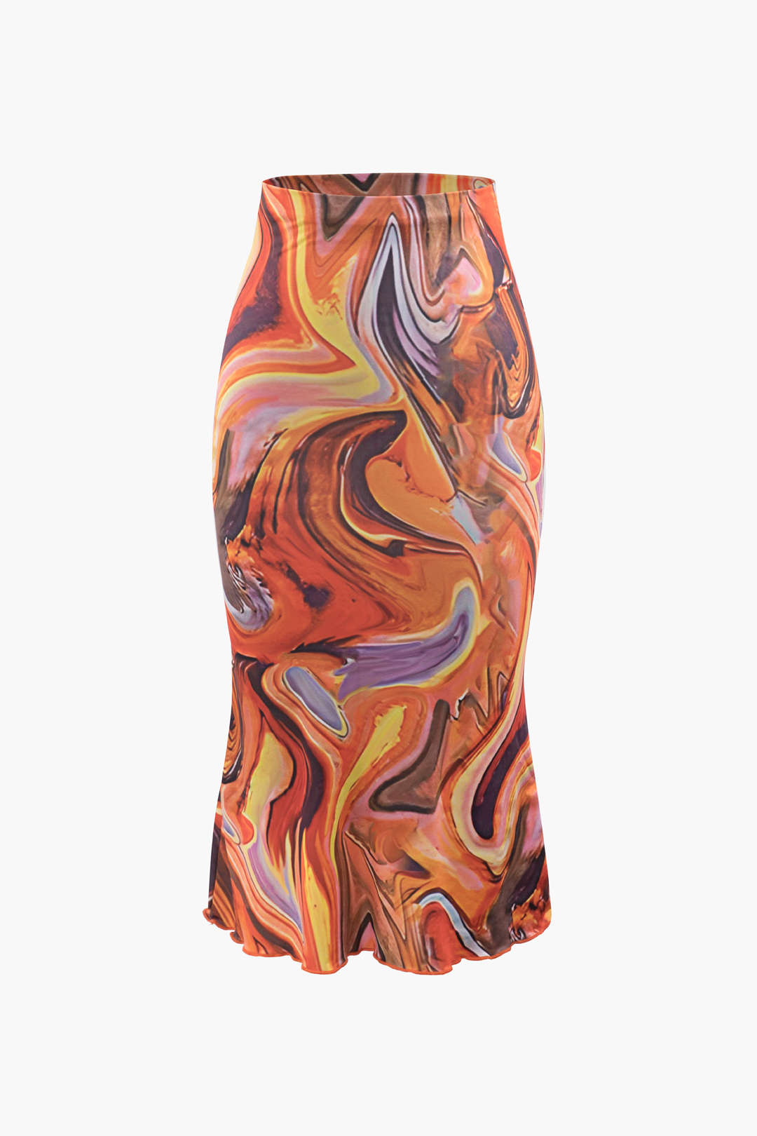 Asymmetric Abstract Print Long Sleeve Crop Top & Midi Skirt Set for Y2K Aesthetic Outfits Asymmetric Abstract Print Long Sleeve Crop Top & Midi Skirt Set for Y2K Aesthetic Outfits