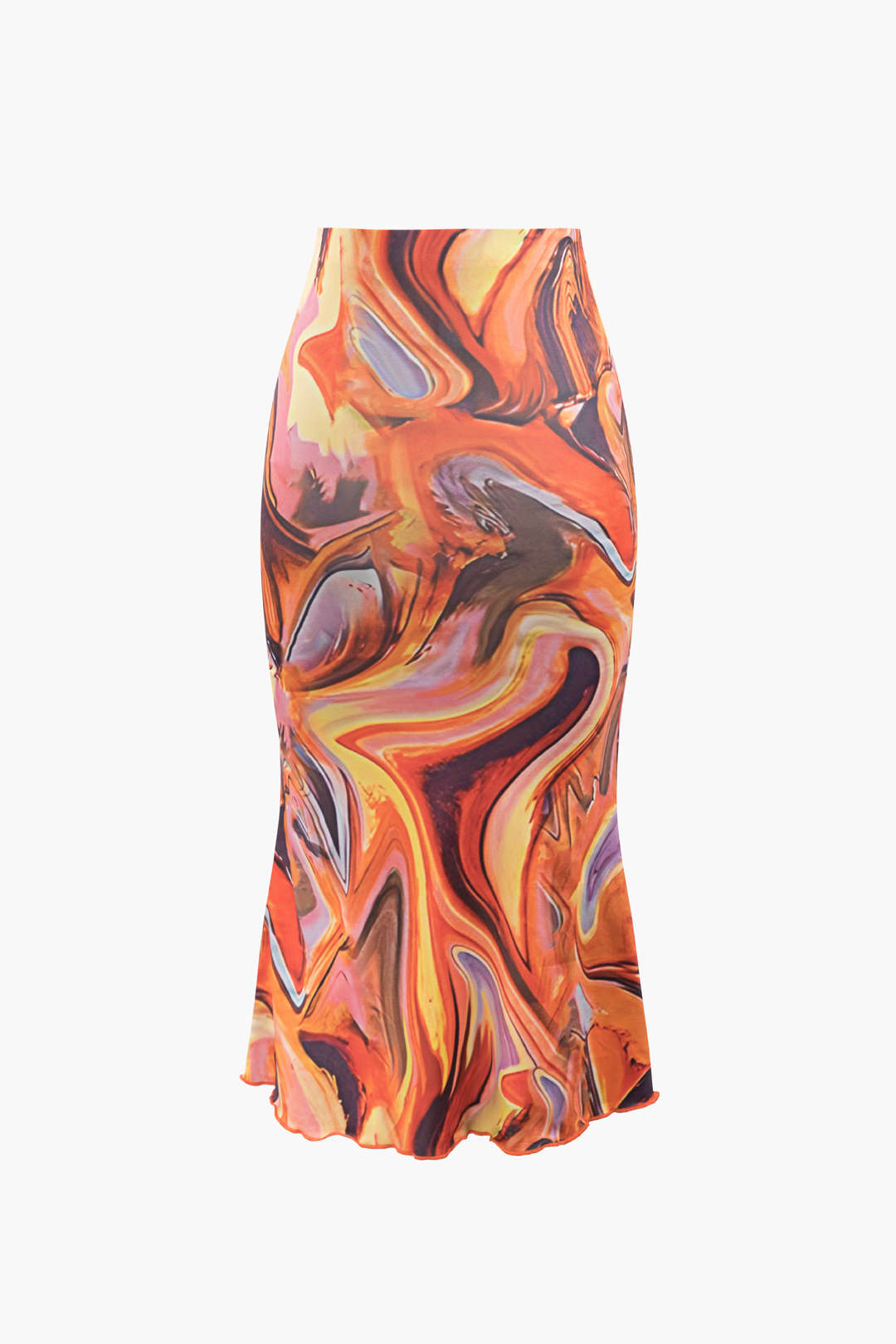 Asymmetric Abstract Print Long Sleeve Crop Top & Midi Skirt Set for Y2K Aesthetic Outfits Asymmetric Abstract Print Long Sleeve Crop Top & Midi Skirt Set for Y2K Aesthetic Outfits