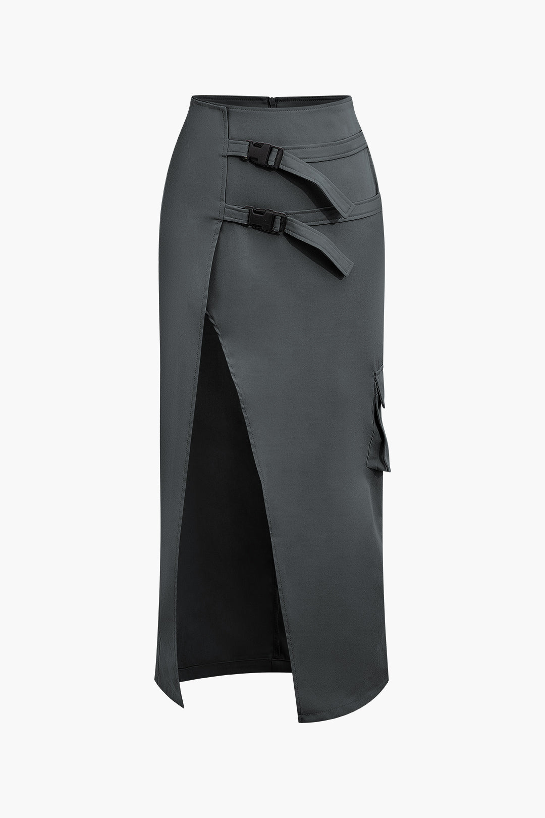 Asymmetric Belted Cargo Maxi Skirt with Flap Pockets for Y2K and Grunge Aesthetic Asymmetric Belted Cargo Maxi Skirt with Flap Pockets for Y2K and Grunge Aesthetic
