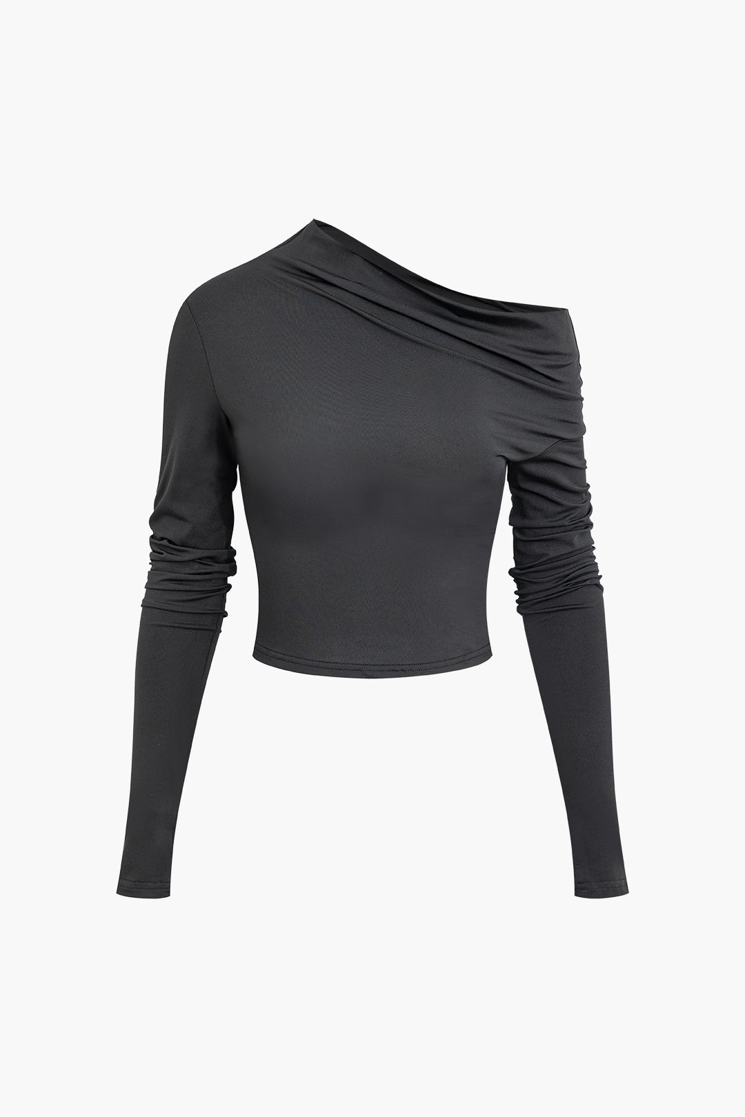 Asymmetric Long Sleeve Top with Pleated Maxi Skirt Set for Y2K Aesthetic Outfits Asymmetric Long Sleeve Top with Pleated Maxi Skirt Set for Y2K Aesthetic Outfits