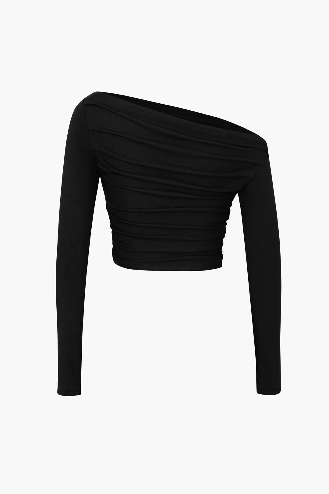 Asymmetric Shoulder Ruched Long Sleeve Top - Y2K Fashion Cute Top for Aesthetic Outfits Asymmetric Shoulder Ruched Long Sleeve Top - Y2K Fashion Cute Top for Aesthetic Outfits