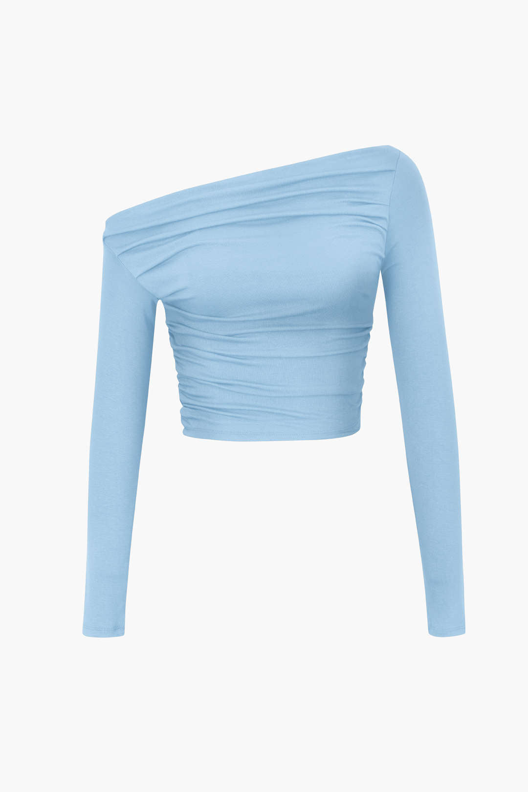 Asymmetric Shoulder Ruched Long Sleeve Top - Y2K Fashion Cute Top for Aesthetic Outfits Asymmetric Shoulder Ruched Long Sleeve Top - Y2K Fashion Cute Top for Aesthetic Outfits