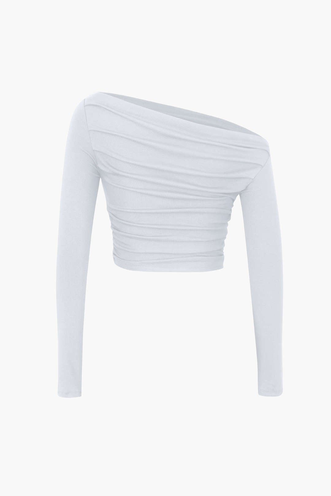 Asymmetric Shoulder Ruched Long Sleeve Top - Y2K Fashion Cute Top for Aesthetic Outfits Asymmetric Shoulder Ruched Long Sleeve Top - Y2K Fashion Cute Top for Aesthetic Outfits