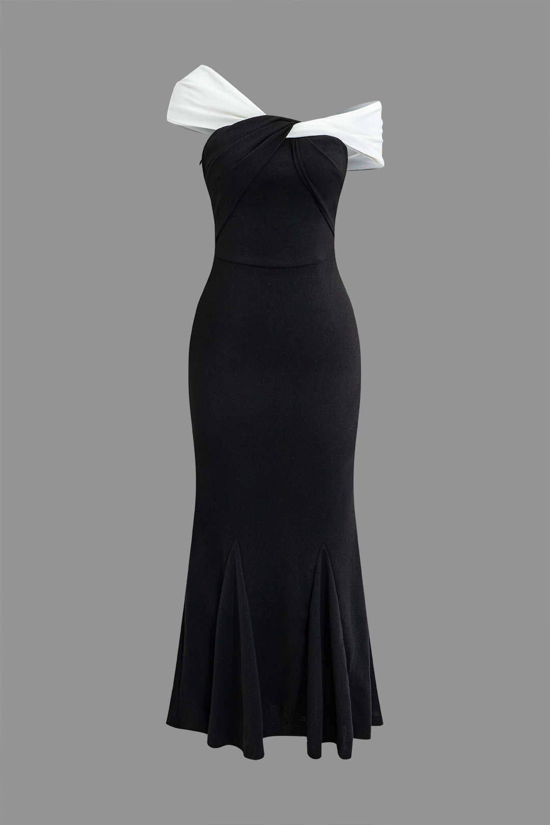 Asymmetrical Contrast Mermaid Maxi Dress - Y2K Aesthetic Evening Wear for Chic Style Asymmetrical Contrast Mermaid Maxi Dress - Y2K Aesthetic Evening Wear for Chic Style