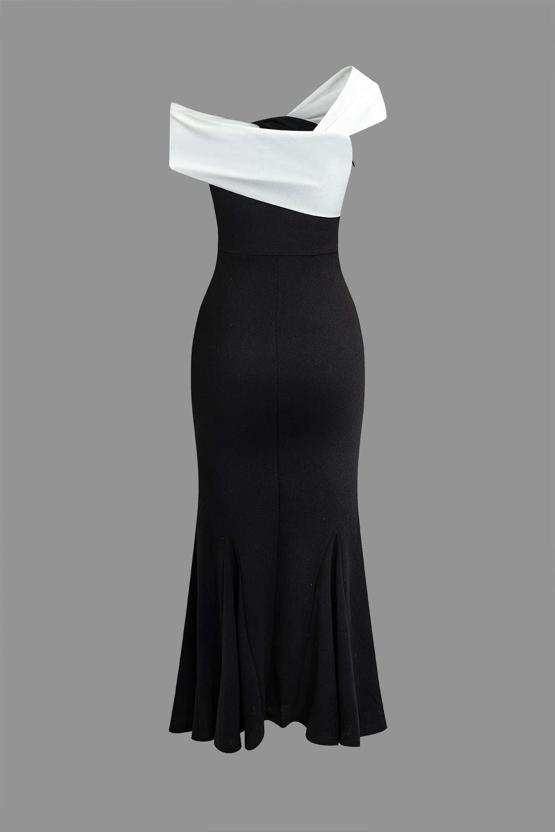 Asymmetrical Contrast Mermaid Maxi Dress - Y2K Aesthetic Evening Wear for Chic Style Asymmetrical Contrast Mermaid Maxi Dress - Y2K Aesthetic Evening Wear for Chic Style