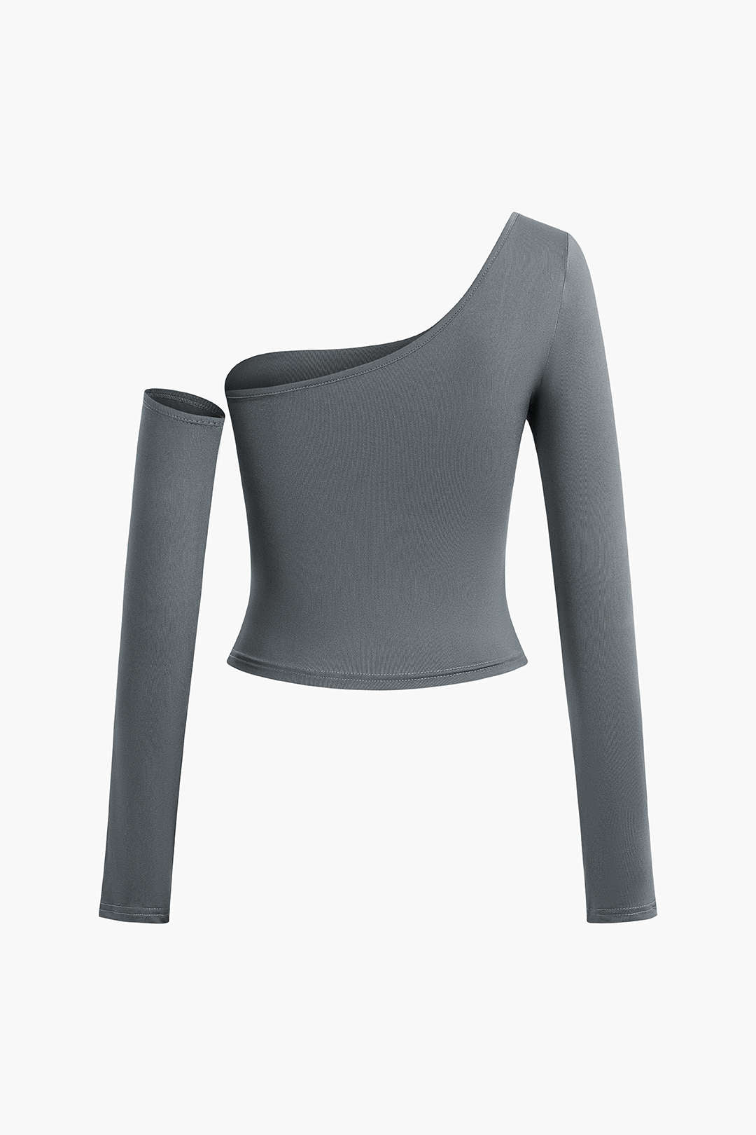 Asymmetrical Cut Out Long Sleeve Crop Top in Y2K Style for Trendy Aesthetic Outfits Asymmetrical Cut Out Long Sleeve Crop Top in Y2K Style for Trendy Aesthetic Outfits