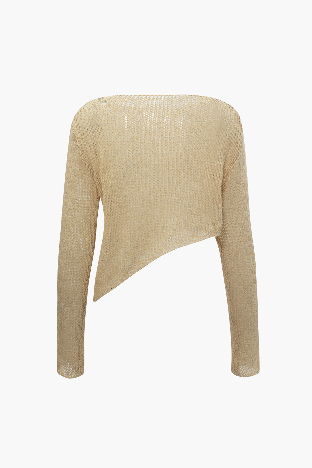 Asymmetrical Hem Hollow Out Boat Neck Long Sleeve Knit Top in Y2K Aesthetic Style Asymmetrical Hem Hollow Out Boat Neck Long Sleeve Knit Top in Y2K Aesthetic Style