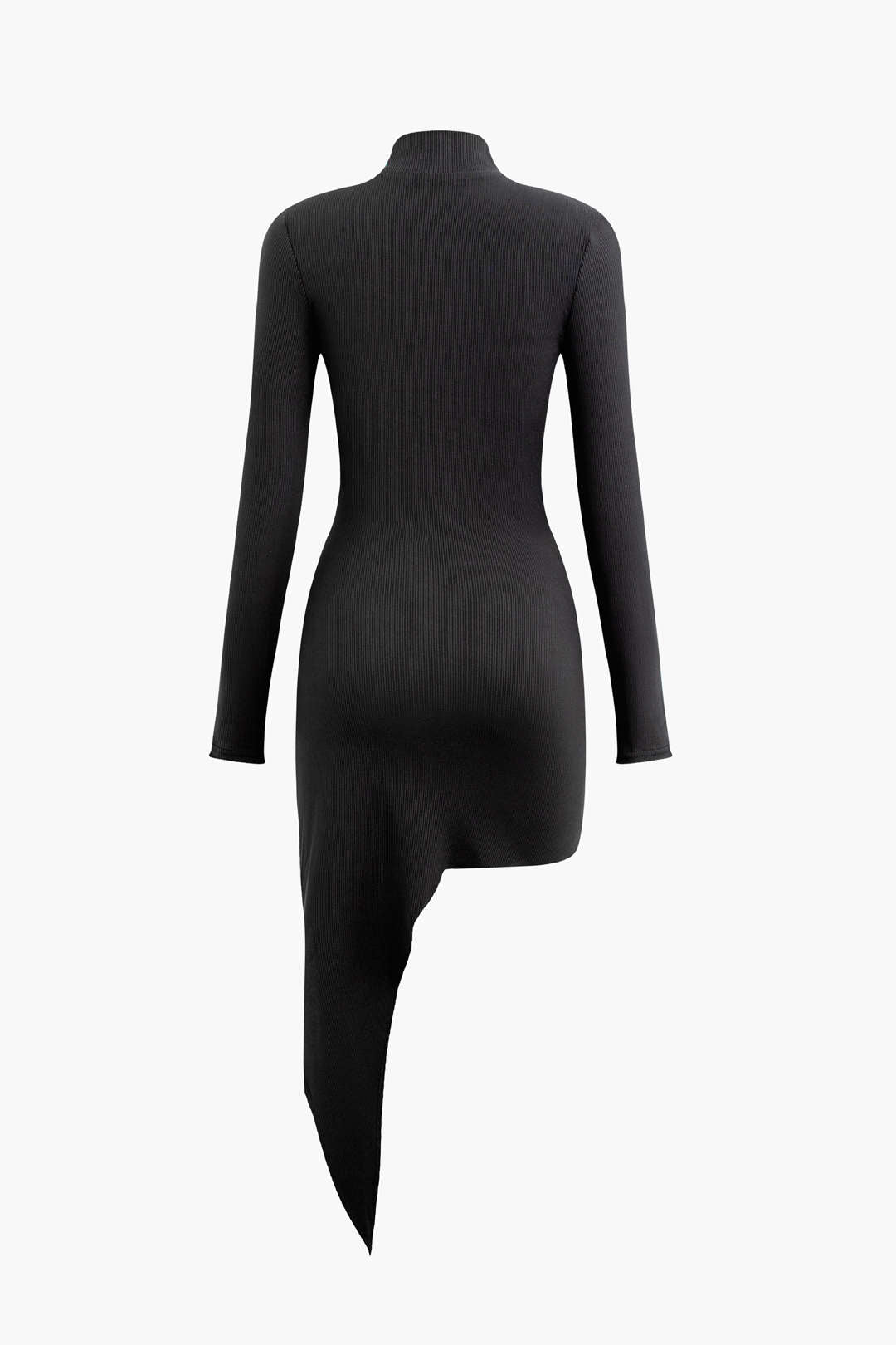 Asymmetrical Hem Mock Neck Cut Out Long Sleeve Mini Dress in Y2K Aesthetic Style Asymmetrical Hem Mock Neck Cut Out Long Sleeve Mini Dress in Y2K Aesthetic Style