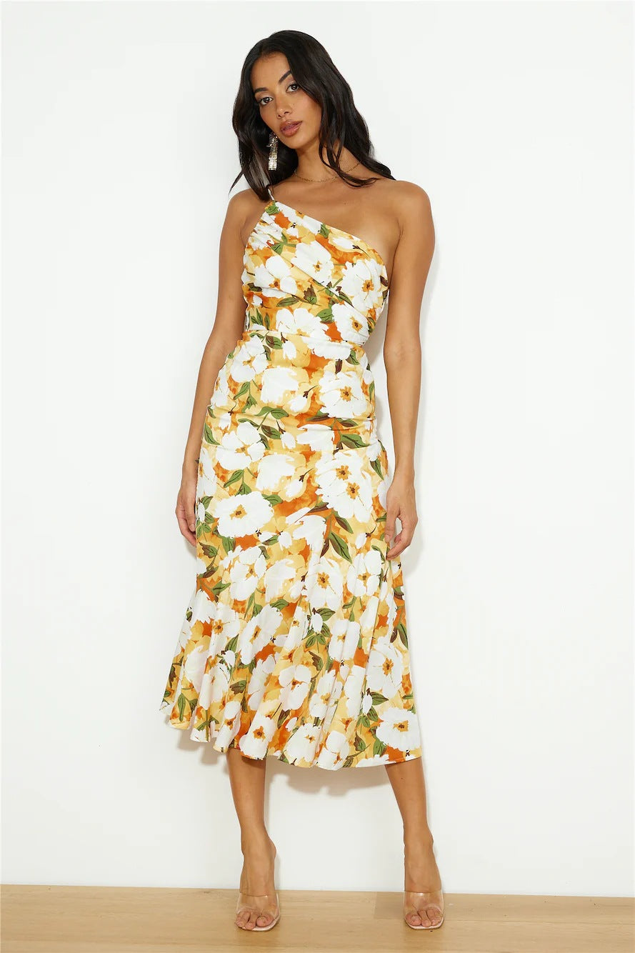 Asymmetrical One Shoulder Drawstring Maxi Dress in Y2K Style for Effortless Chic Asymmetrical One Shoulder Drawstring Maxi Dress in Y2K Style for Effortless Chic