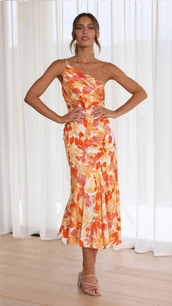 Asymmetrical One Shoulder Drawstring Maxi Dress in Y2K Style for Effortless Chic Asymmetrical One Shoulder Drawstring Maxi Dress in Y2K Style for Effortless Chic