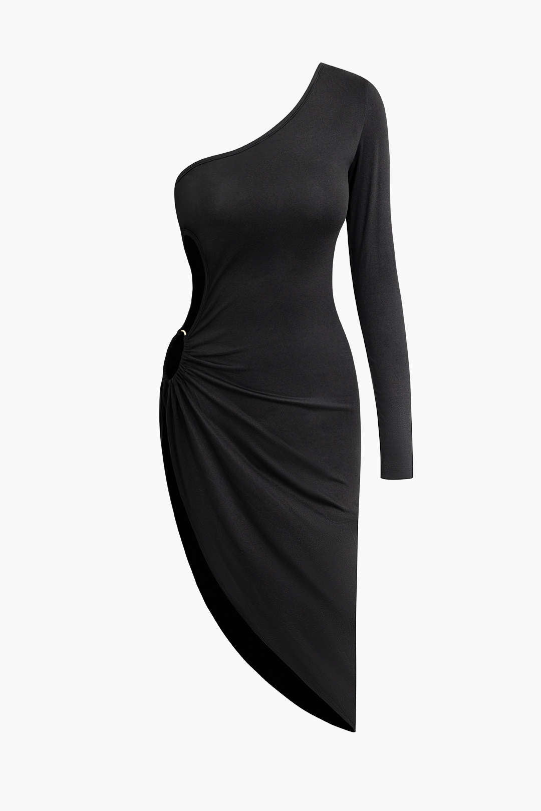 Asymmetrical One Shoulder Ruched Midi Dress - Y2K Fashion Statement for Chic Outfits Asymmetrical One Shoulder Ruched Midi Dress - Y2K Fashion Statement for Chic Outfits