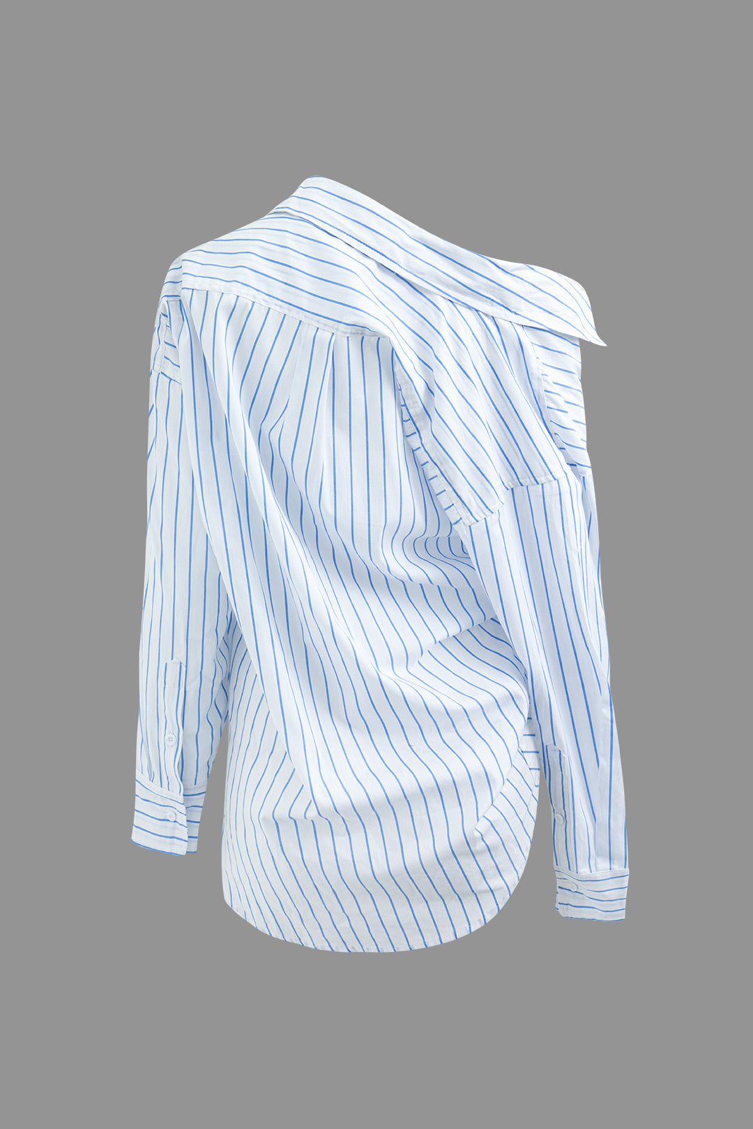 Asymmetrical Stripe Ruched Button-Up Shirt for Y2K Fashion and Coquette Aesthetic Asymmetrical Stripe Ruched Button-Up Shirt for Y2K Fashion and Coquette Aesthetic