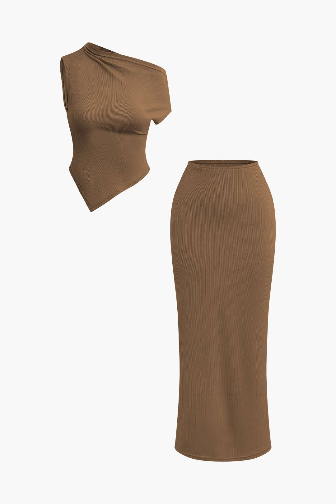 Asymmetrical Twist Top with High Waist Maxi Skirt Set for Y2K Fashion Lovers Asymmetrical Twist Top with High Waist Maxi Skirt Set for Y2K Fashion Lovers