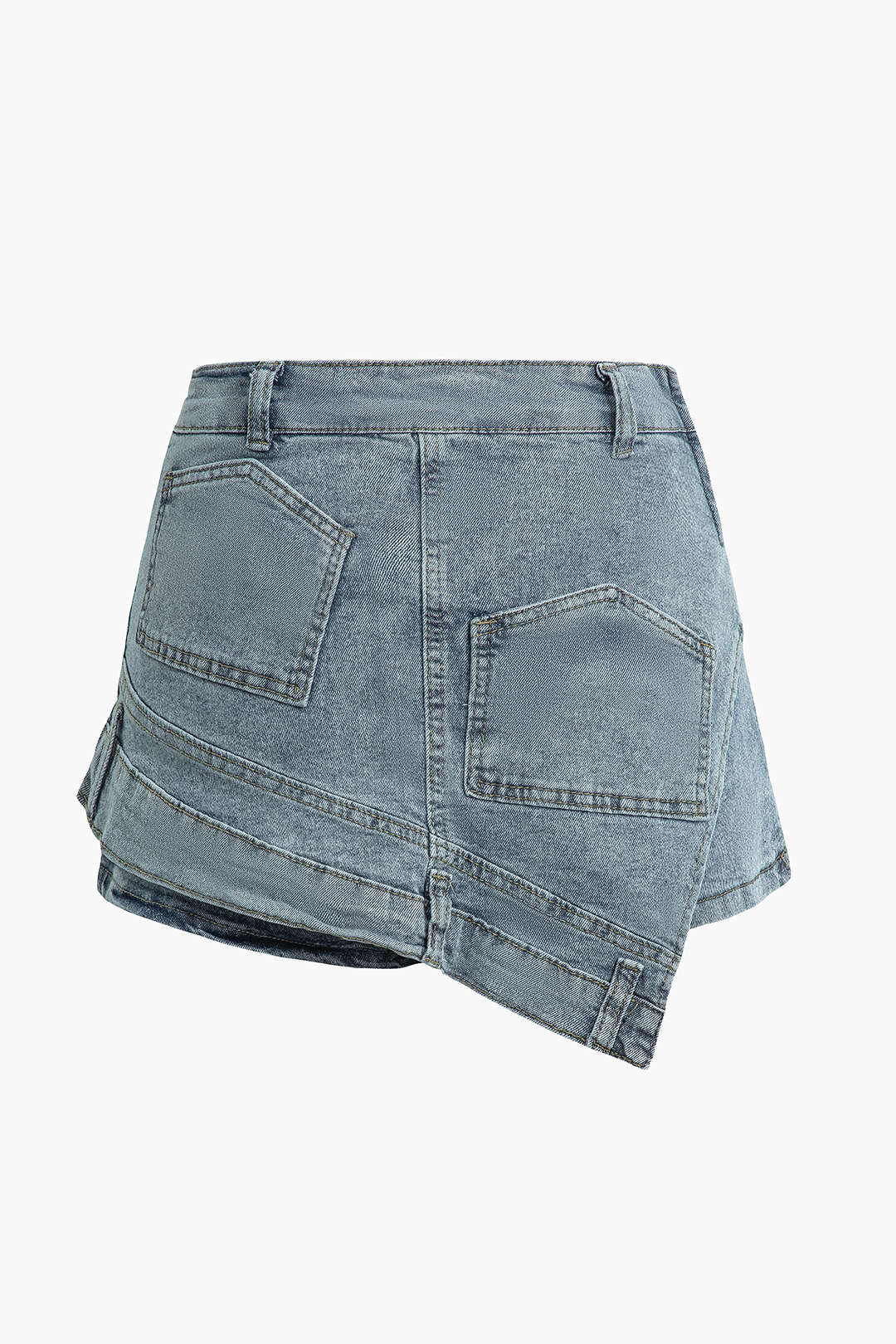 Asymmetrical Wrap Denim Shorts for Y2K Aesthetic and Grunge Style Outfits Asymmetrical Wrap Denim Shorts for Y2K Aesthetic and Grunge Style Outfits