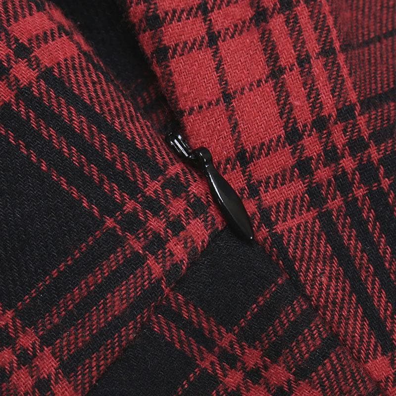 Backless Plaid Mini Dress with Zip-Up and Lace Hem - Y2K Aesthetic Fashion Statement Backless Plaid Mini Dress with Zip-Up and Lace Hem - Y2K Aesthetic Fashion Statement