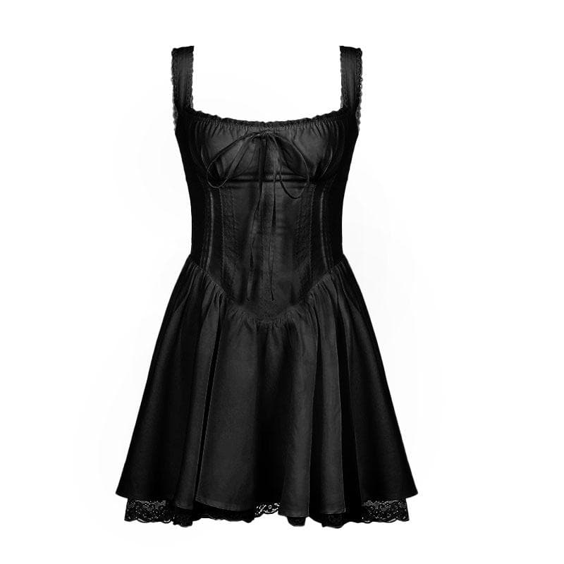 Backless Solid Mini Dress with Zip-Up and Lace Hem - Y2K Aesthetic Fashion Essential Backless Solid Mini Dress with Zip-Up and Lace Hem - Y2K Aesthetic Fashion Essential