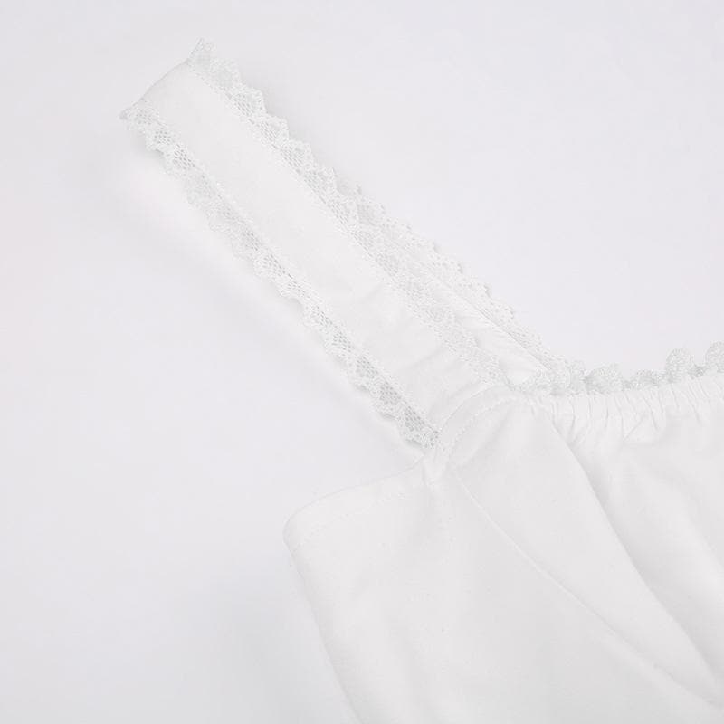 Backless Solid Mini Dress with Zip-Up and Lace Hem - Y2K Aesthetic Fashion Essential Backless Solid Mini Dress with Zip-Up and Lace Hem - Y2K Aesthetic Fashion Essential