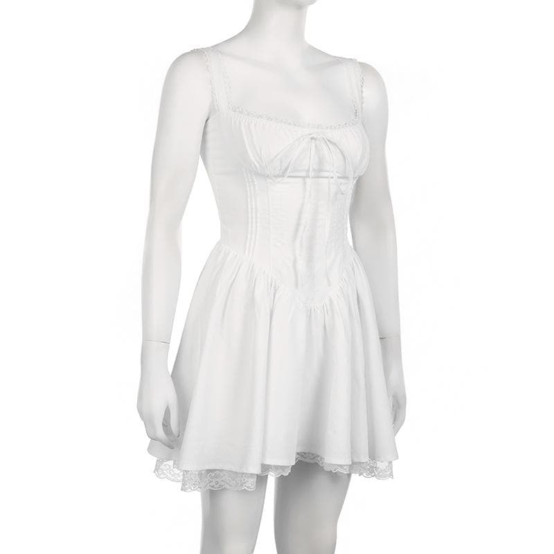 Backless Solid Mini Dress with Zip-Up and Lace Hem - Y2K Aesthetic Fashion Essential Backless Solid Mini Dress with Zip-Up and Lace Hem - Y2K Aesthetic Fashion Essential