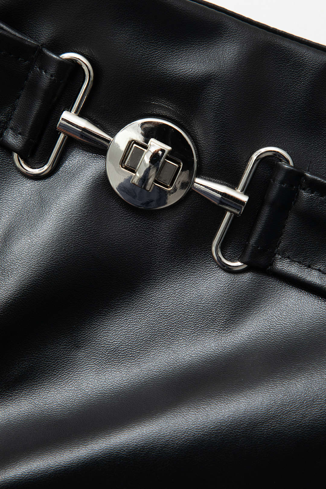 Belted Faux Leather Mini Skirt for Y2K Fashion and Grunge Aesthetic Outfits Belted Faux Leather Mini Skirt for Y2K Fashion and Grunge Aesthetic Outfits