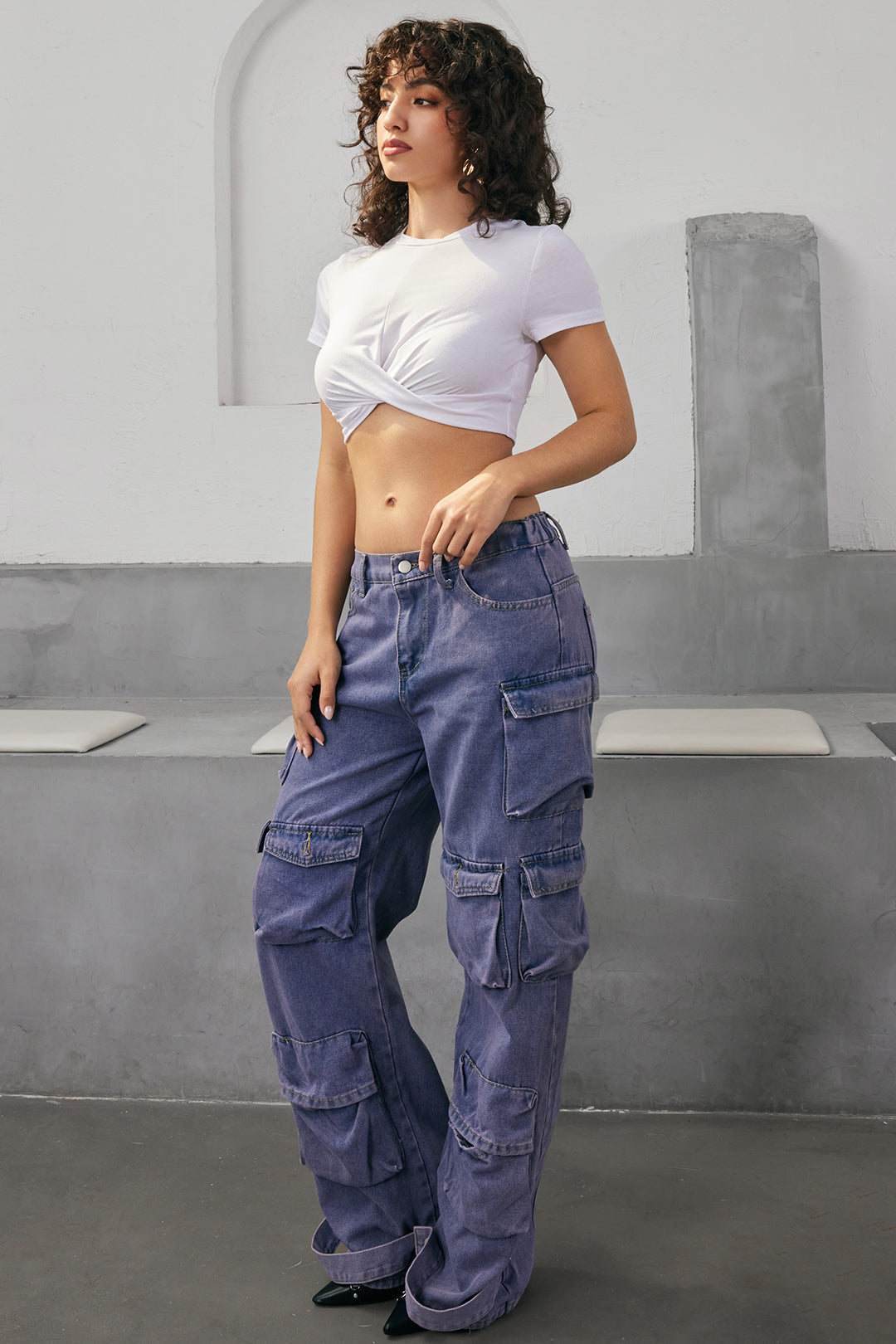 Belted Flap Pocket Straight Leg Cargo Jeans for Y2K Aesthetic and Grunge Style Outfits Belted Flap Pocket Straight Leg Cargo Jeans for Y2K Aesthetic and Grunge Style Outfits