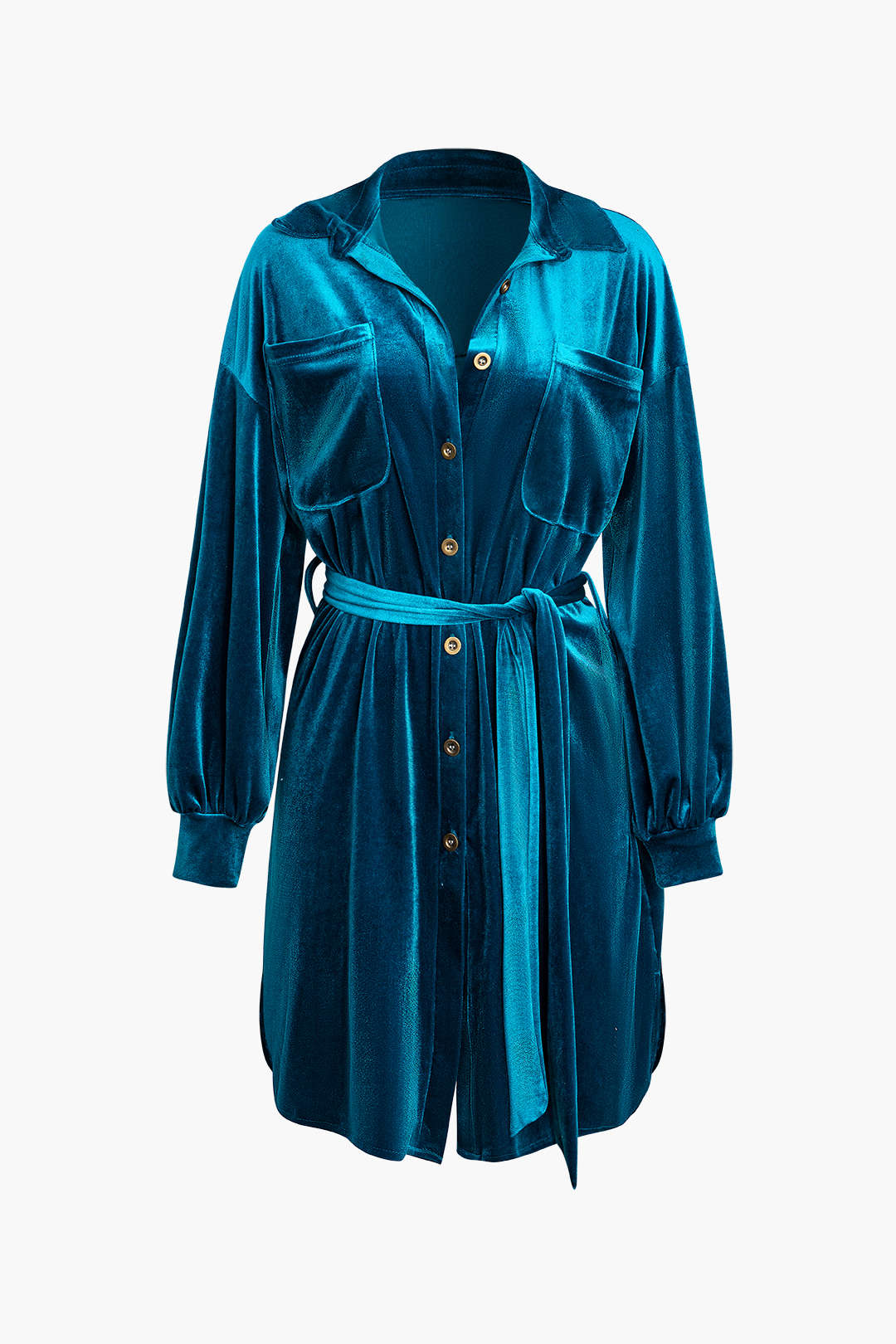 Belted Mini Shirt Dress with Velvet Chest Pocket - Y2K Aesthetic Fashion Essential Belted Mini Shirt Dress with Velvet Chest Pocket - Y2K Aesthetic Fashion Essential