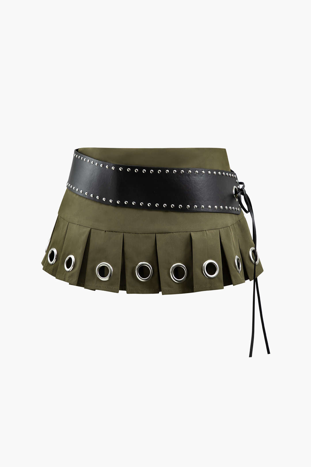 Belted Pleated Mini Skirt with Eyelet Detail for Y2K and Coquette Aesthetic Outfits Belted Pleated Mini Skirt with Eyelet Detail for Y2K and Coquette Aesthetic Outfits