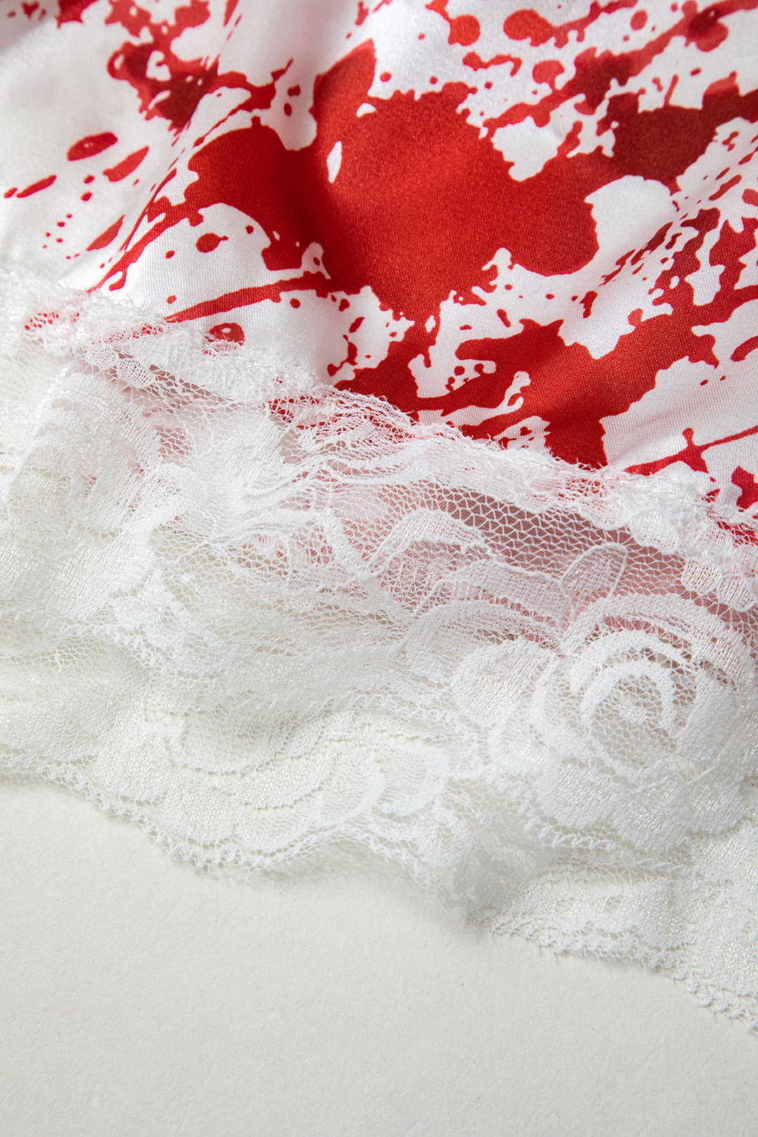 Bloodstain Print V-neck Lace Trim Mini Dress - Y2K Aesthetic Cute Dress for Grunge Style Bloodstain Print V-neck Lace Trim Mini Dress - Y2K Aesthetic Cute Dress for Grunge Style